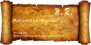 Matievits Rezső névjegykártya